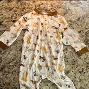 6-9 M Milkberry Bamboo Footie Sleeper in dog print